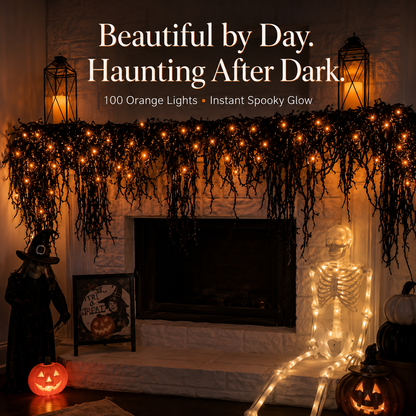 🔥LAST DAY 60% OFF🎁🎃 Pre-Lit Drippy Halloween Garland | 100 Orange Lights