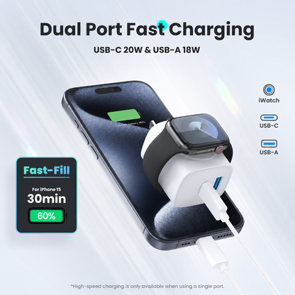 🔥LAST DAY 50% OFF |🔋 3-in-1 Magnetic Apple Watch Charger | Fast USB-C Wall Charger