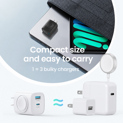 🔥LAST DAY 50% OFF |🔋 3-in-1 Magnetic Apple Watch Charger | Fast USB-C Wall Charger