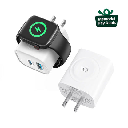 🔥LAST DAY 50% OFF |🔋 3-in-1 Magnetic Apple Watch Charger | Fast USB-C Wall Charger