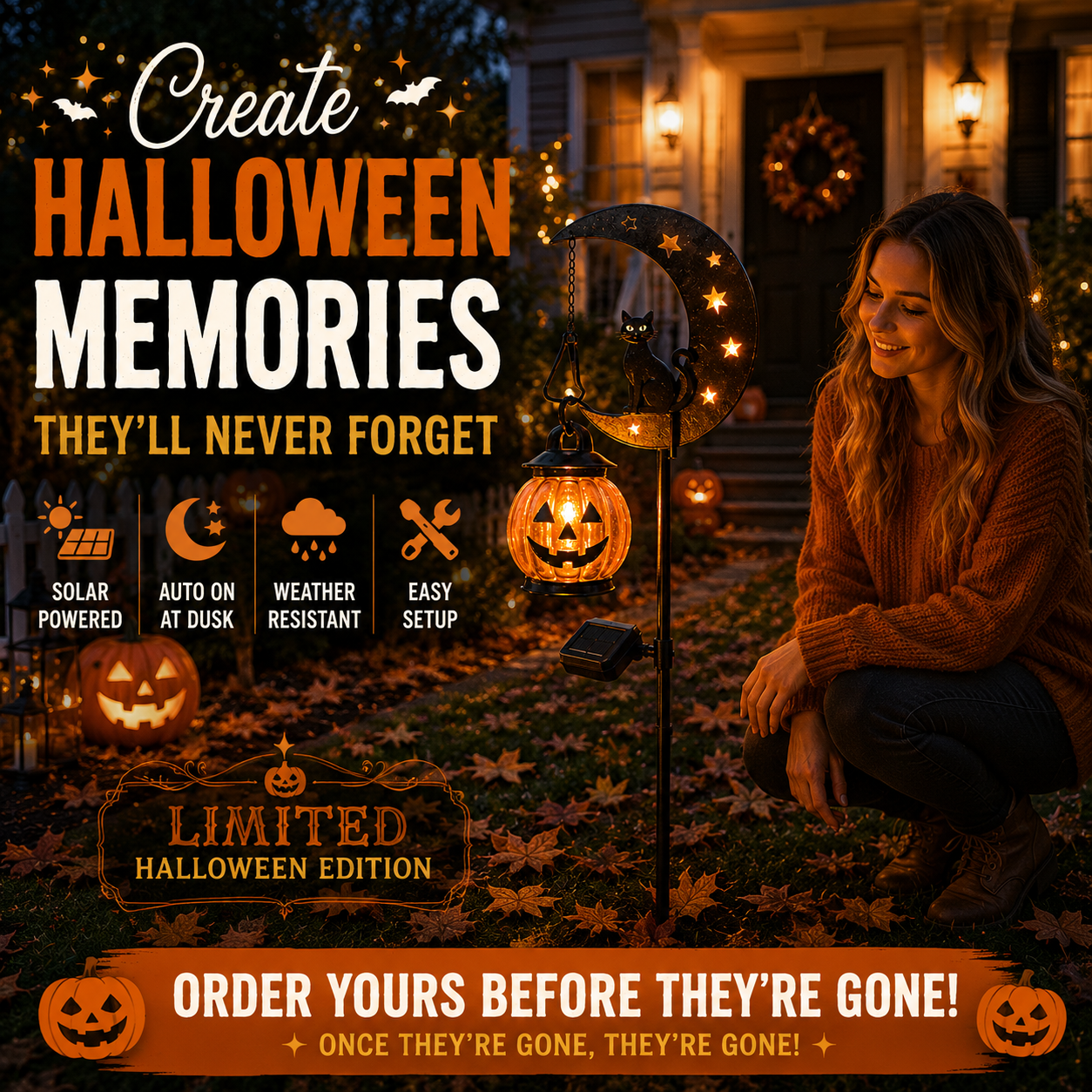 🔥LAST DAY 60% OFF🎁🎃 Halloween Early Bird Sale | Cat & Pumpkin Moon Stake Light
