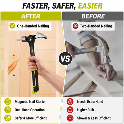 KERVAXO MagClaw Hammer | Magnetic Nail Holder & Adjustable Claw