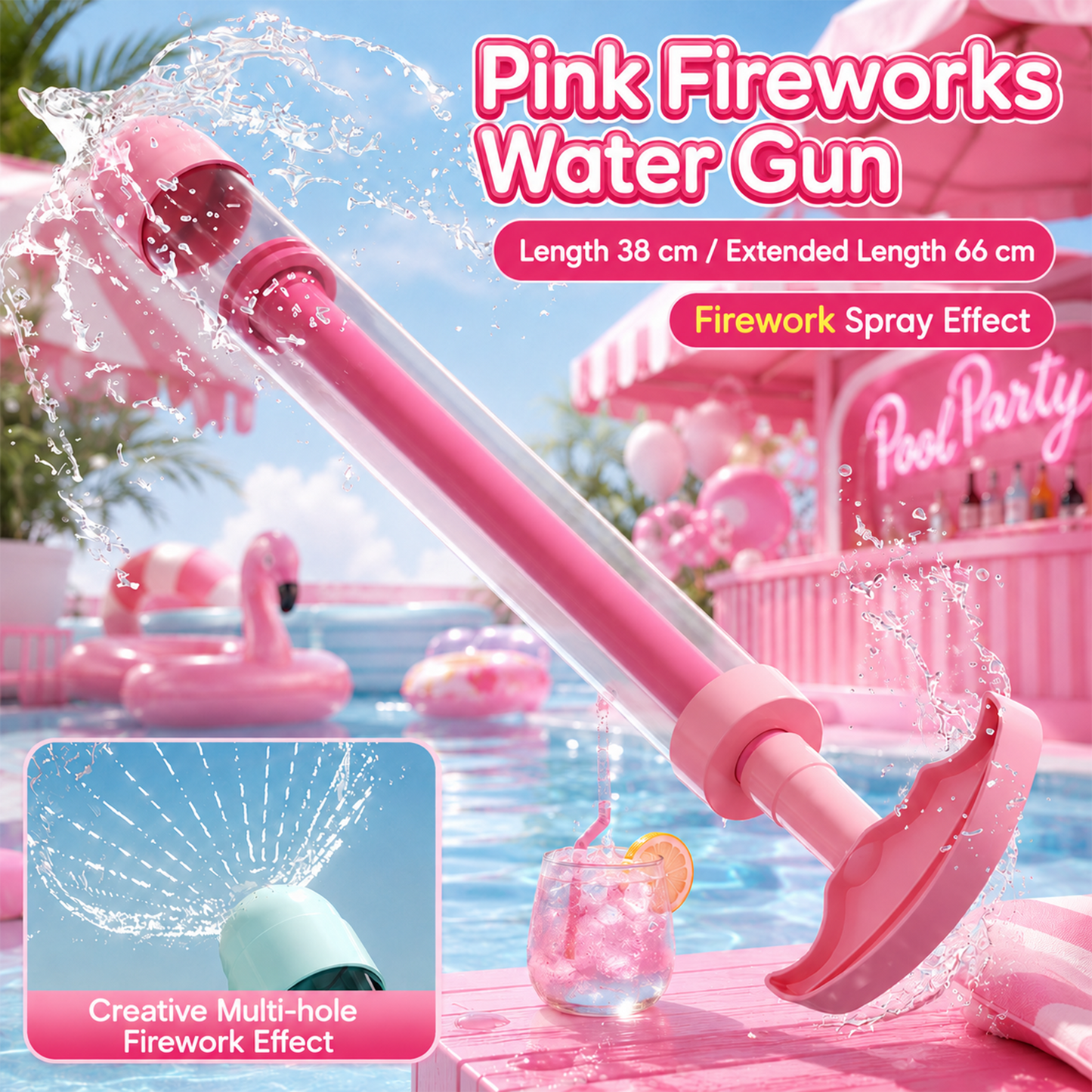 Extendable Summer Water Blaster Toy for Kids Outdoor Pool Beach Play