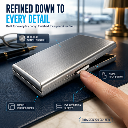 🔥HOT SALE🔥RFID-Blocking Stainless Steel Card Wallet – Organized, Secure & Pocket-Ready 🔒
