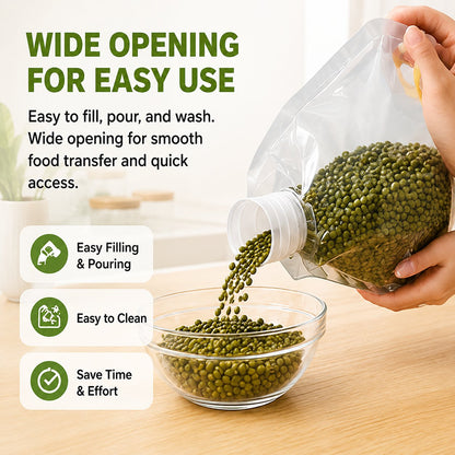 ✨🏠5-Pack Reusable Food Resealable Bags—Leak Proof Design To Prevent Liquid Spills.