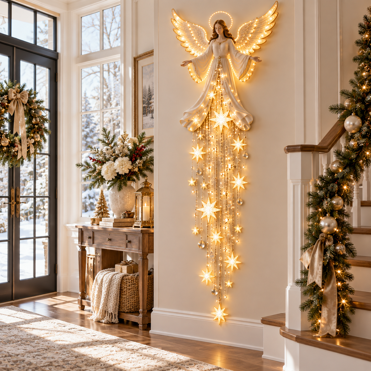 ✨Last Day 50% OFF✨ Angel Blessing Starfall Wall Light – Heavenly Christmas Wall Decor