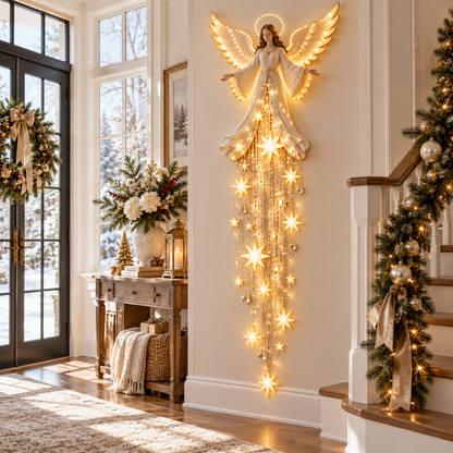 ✨Last Day 50% OFF✨ Angel Blessing Starfall Wall Light – Heavenly Christmas Wall Decor