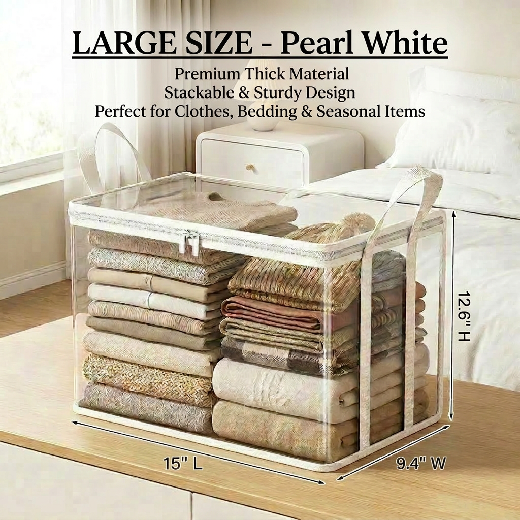 【 🔥Hot Sale 50% OFF】📦 Clear Storage Bins with Lids | Stackable Home Organizer