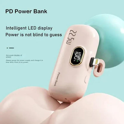 5000mAh Mini Portable Charger with 22.5W Output, Features Two USB Ports (Type-C & USB-A) and Digital Power Display