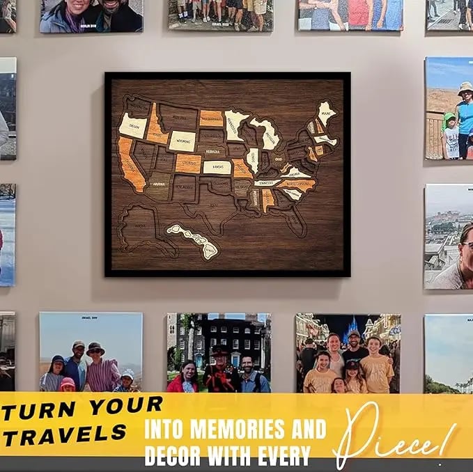 🔥Last Day 49% OFF - Wooden USA Travel Map Puzzle🧩
