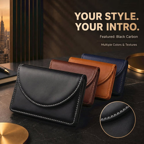 💖Hot 50% OFF💼 PU Leather Business Card Holder – Slim Magnetic Name Card Case