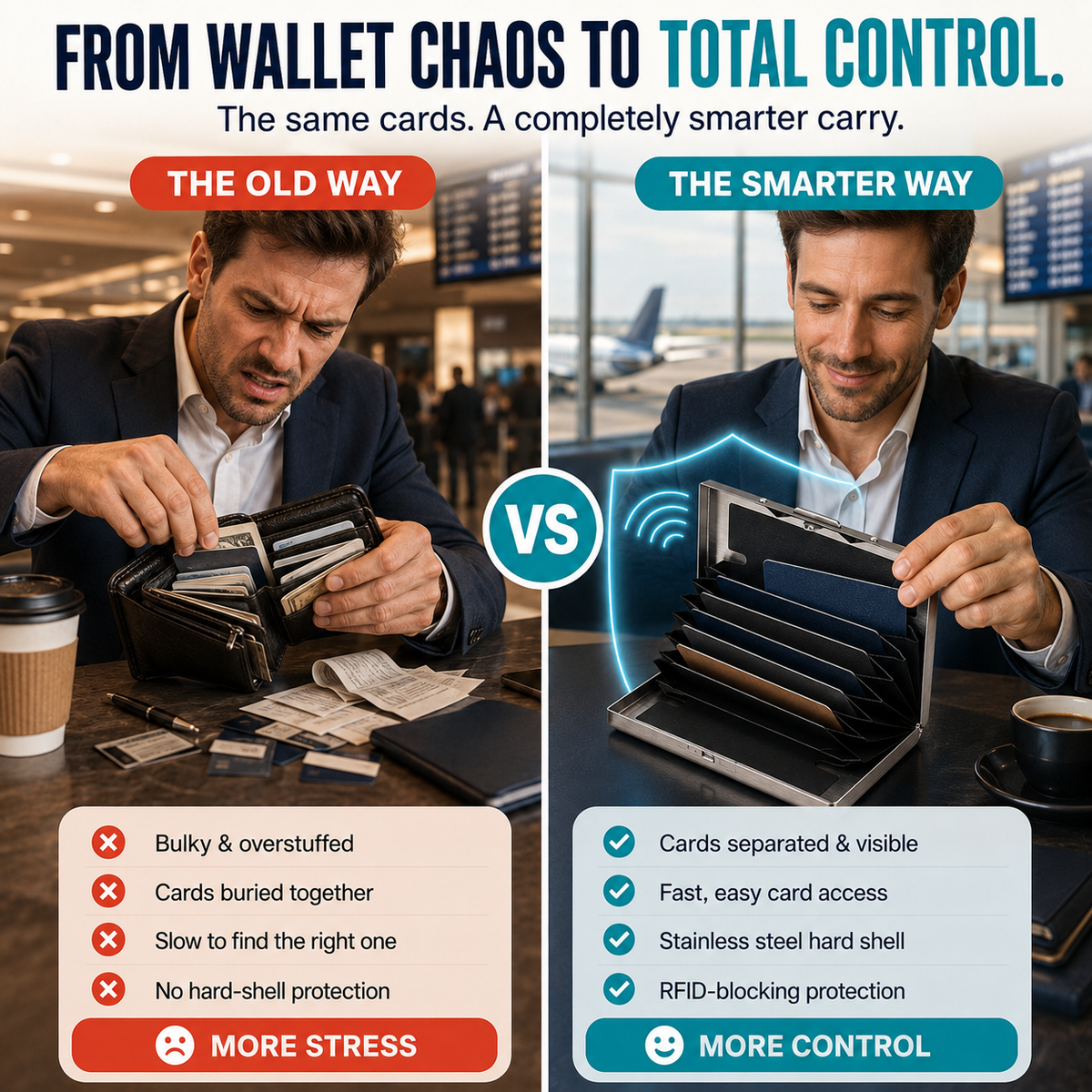 🔥HOT SALE🔥RFID-Blocking Stainless Steel Card Wallet – Organized, Secure & Pocket-Ready 🔒