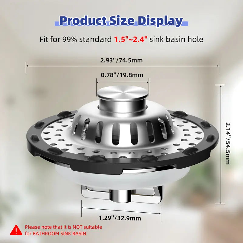 Stop Fumbling with Gross Drains! 🛑 Upgrade to the 3-in-1 Stopper . 🌊Pop-Up Sink Stopper