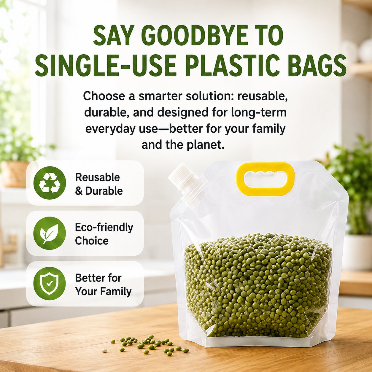 ✨🏠5-Pack Reusable Food Resealable Bags—Leak Proof Design To Prevent Liquid Spills.