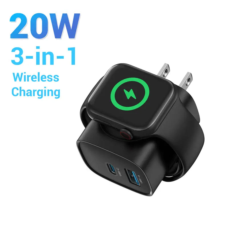 🔥LAST DAY 50% OFF |🔋 3-in-1 Magnetic Apple Watch Charger | Fast USB-C Wall Charger