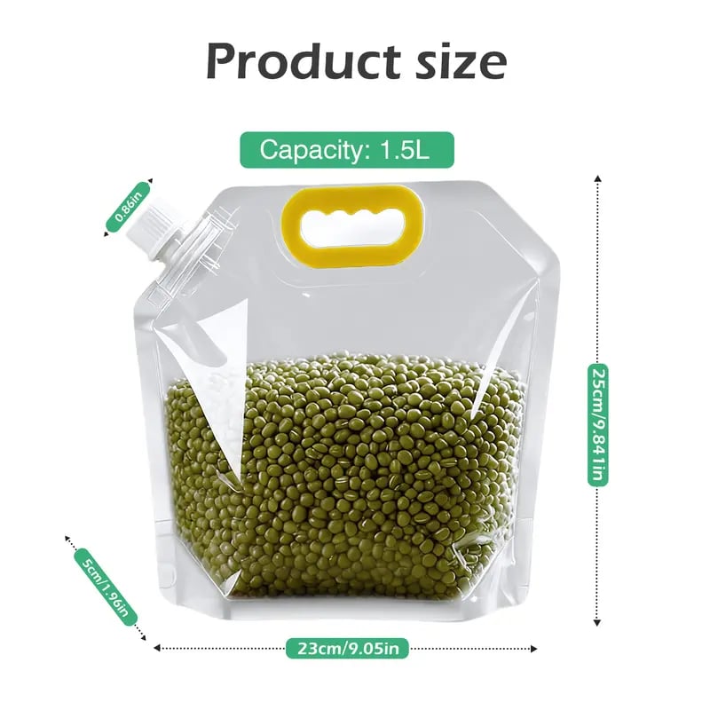 ✨🏠5-Pack Reusable Food Resealable Bags—Leak Proof Design To Prevent Liquid Spills.