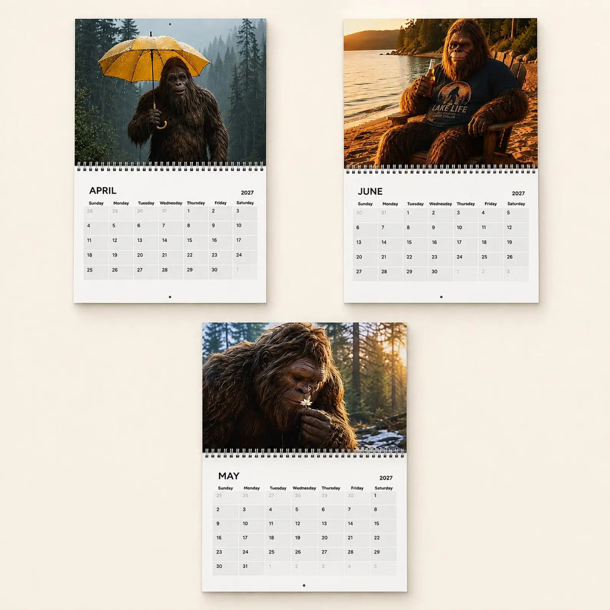 🦶2027 Calendar - Funny Sasquatch Wall Calendar