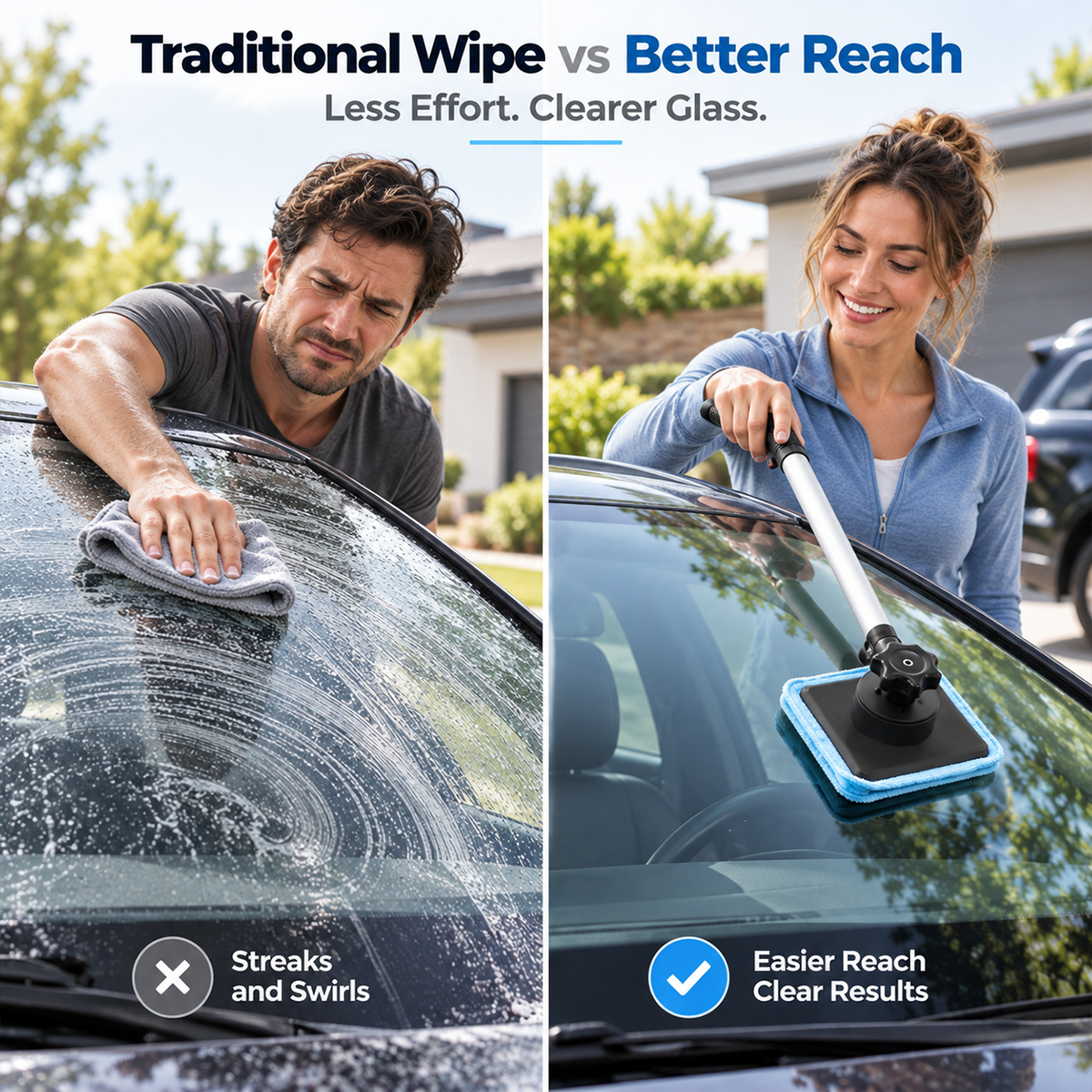Dual Magnetic Car Windshield Cleaner | Streak-Free Auto Glass Cleaning Kit⭐