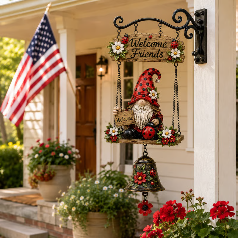 Garden gnome welcome doorbell outdoor decoration