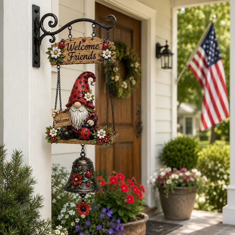 Garden gnome welcome doorbell outdoor decoration