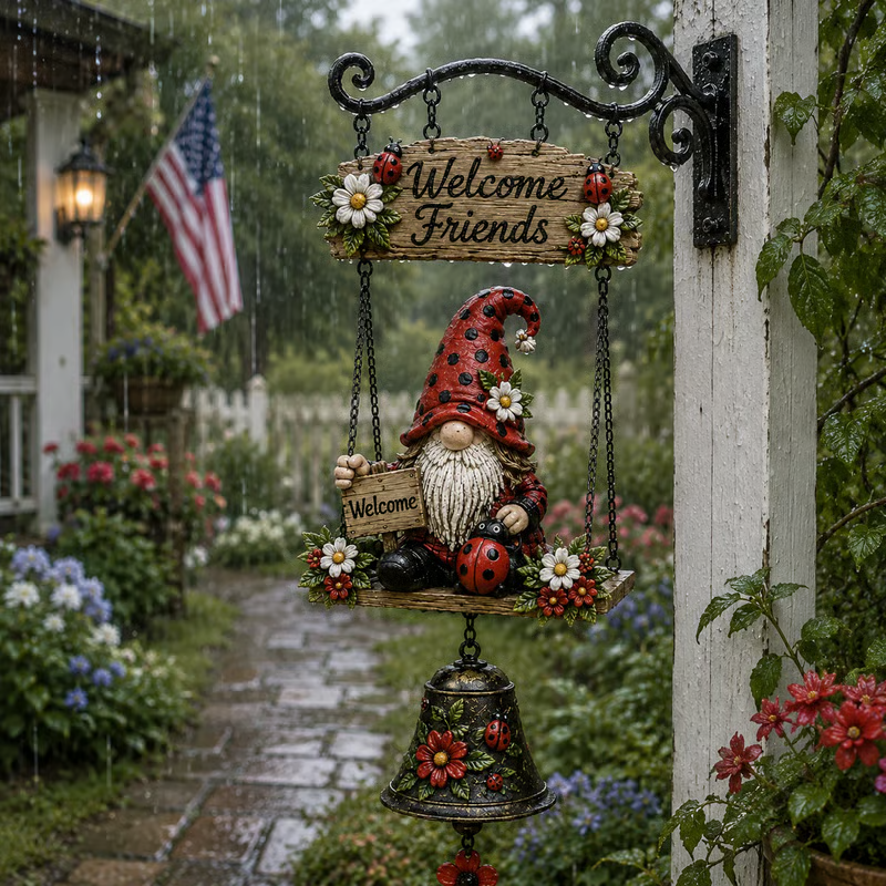 Garden gnome welcome doorbell outdoor decoration
