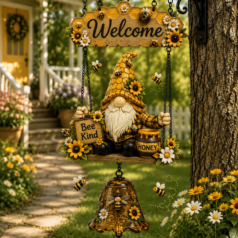 Garden gnome welcome doorbell outdoor decoration